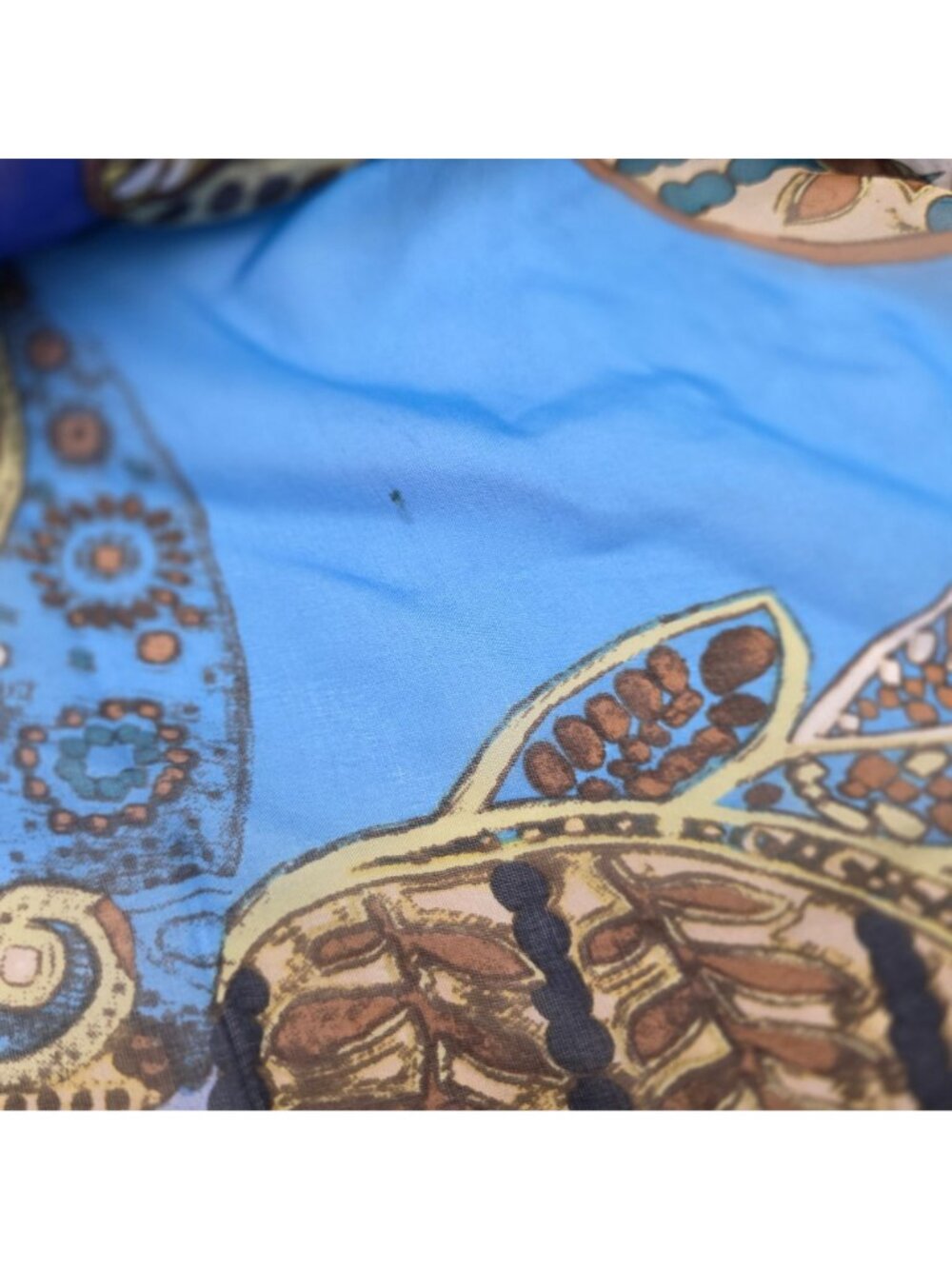 Anne Klein Womens 100% Silk Scarf With Paisley & Floral Print In Blue Brown Gold - Picture 4 of 9